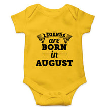 Load image into Gallery viewer, Legends are Born in August Kids Romper For Baby Boy/Girl-0-5 Months(18 Inches)-Yellow-Ektarfa.online
