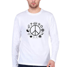 Load image into Gallery viewer, Peace Religious Symbols Full Sleeves T-Shirt for Men-White-Ektarfa.online
