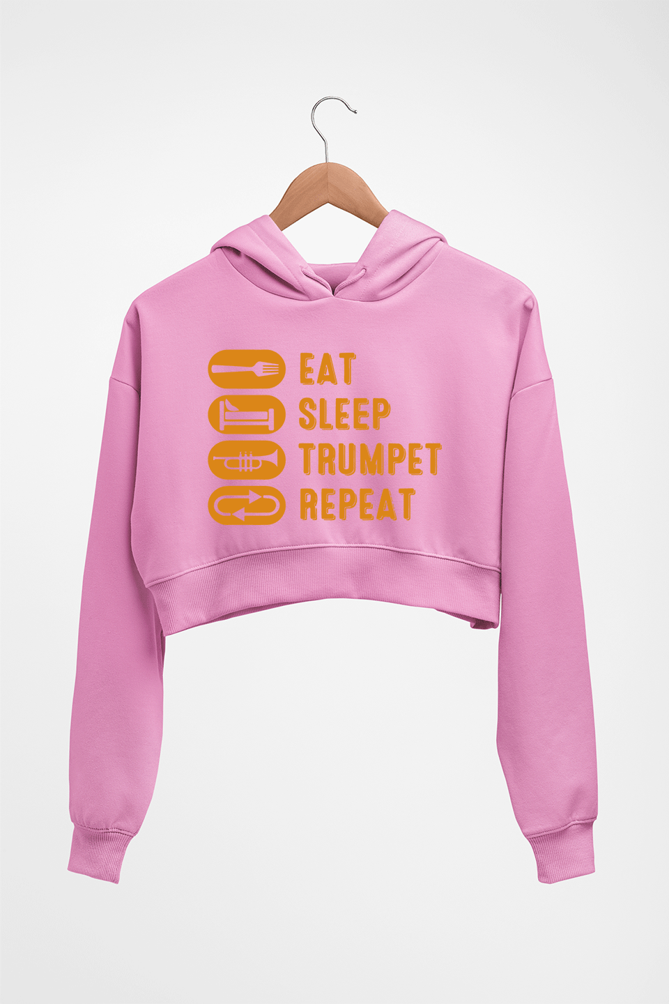 Trumpet Crop HOODIE FOR WOMEN-Light Baby Pink-Ektarfa.online