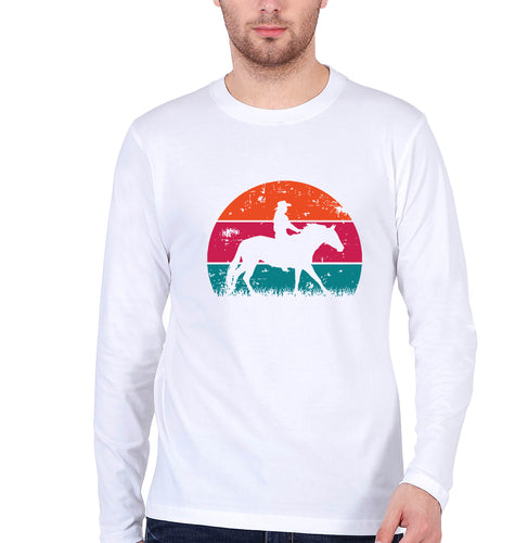 Horse Riding Full Sleeves T-Shirt for Men-White-Ektarfa.online