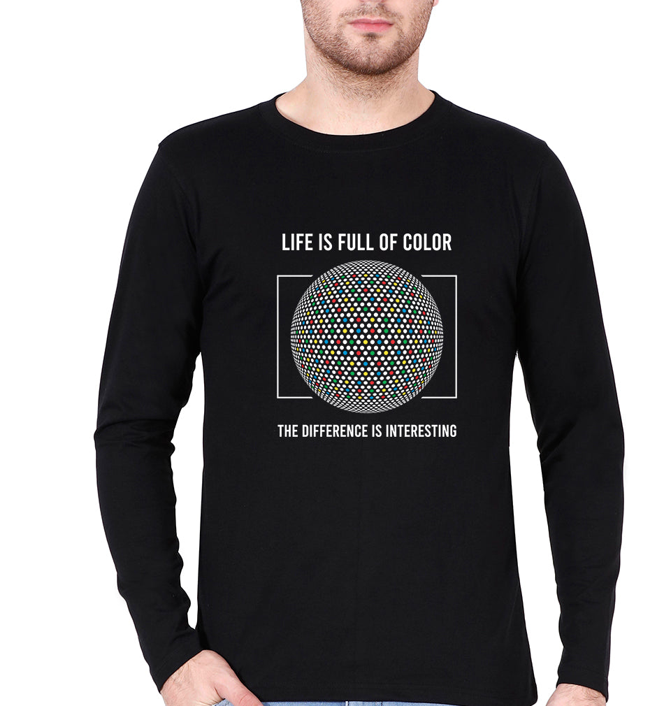 Life Full Sleeves T-Shirt for Men-S(38 Inches)-Black-Ektarfa.online