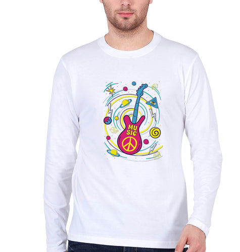 Psychedelic Music Full Sleeves T-Shirt for Men-White-Ektarfa.online