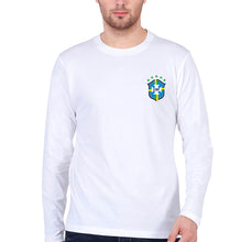 Load image into Gallery viewer, Brazil Football Full Sleeves T-Shirt for Men-S(38 Inches)-White-Ektarfa.online

