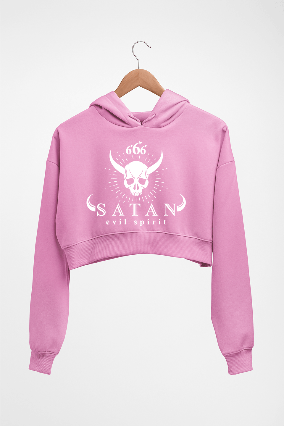 O-Parts Hunter 666 Satan Crop HOODIE FOR WOMEN-Light Baby Pink-Ektarfa.online