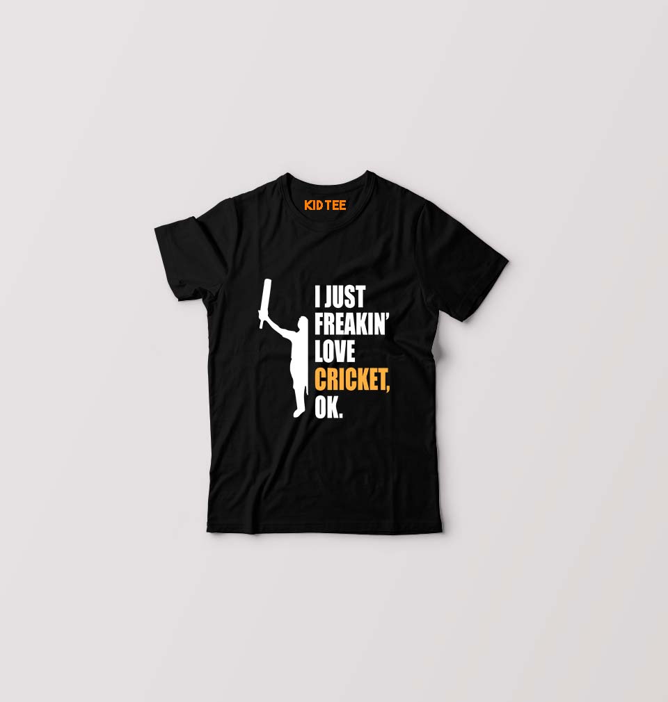 Love Cricket Kids T-Shirt for Boy/Girl-Black-Ektarfa.online