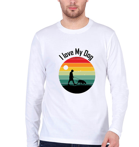 Love Dog Full Sleeves T-Shirt for Men-White-Ektarfa.online