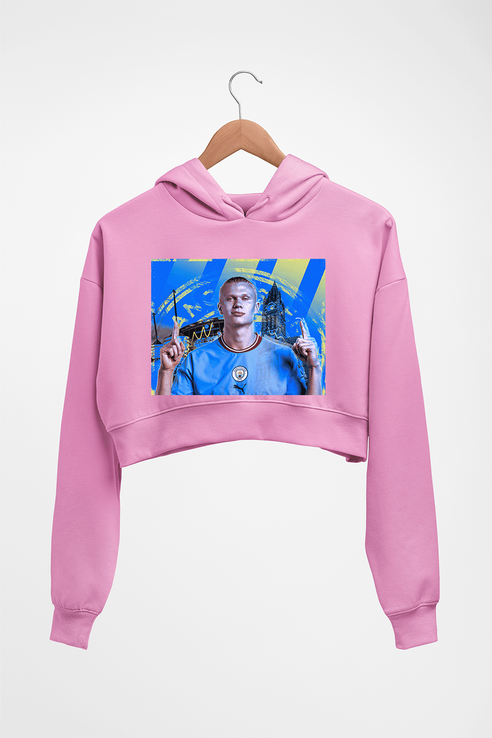 Erling Haaland Crop HOODIE FOR WOMEN-Light Baby Pink-Ektarfa.online