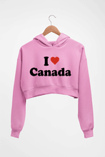 Load image into Gallery viewer, I Love Canada Crop HOODIE FOR WOMEN-Light Baby Pink-Ektarfa.online

