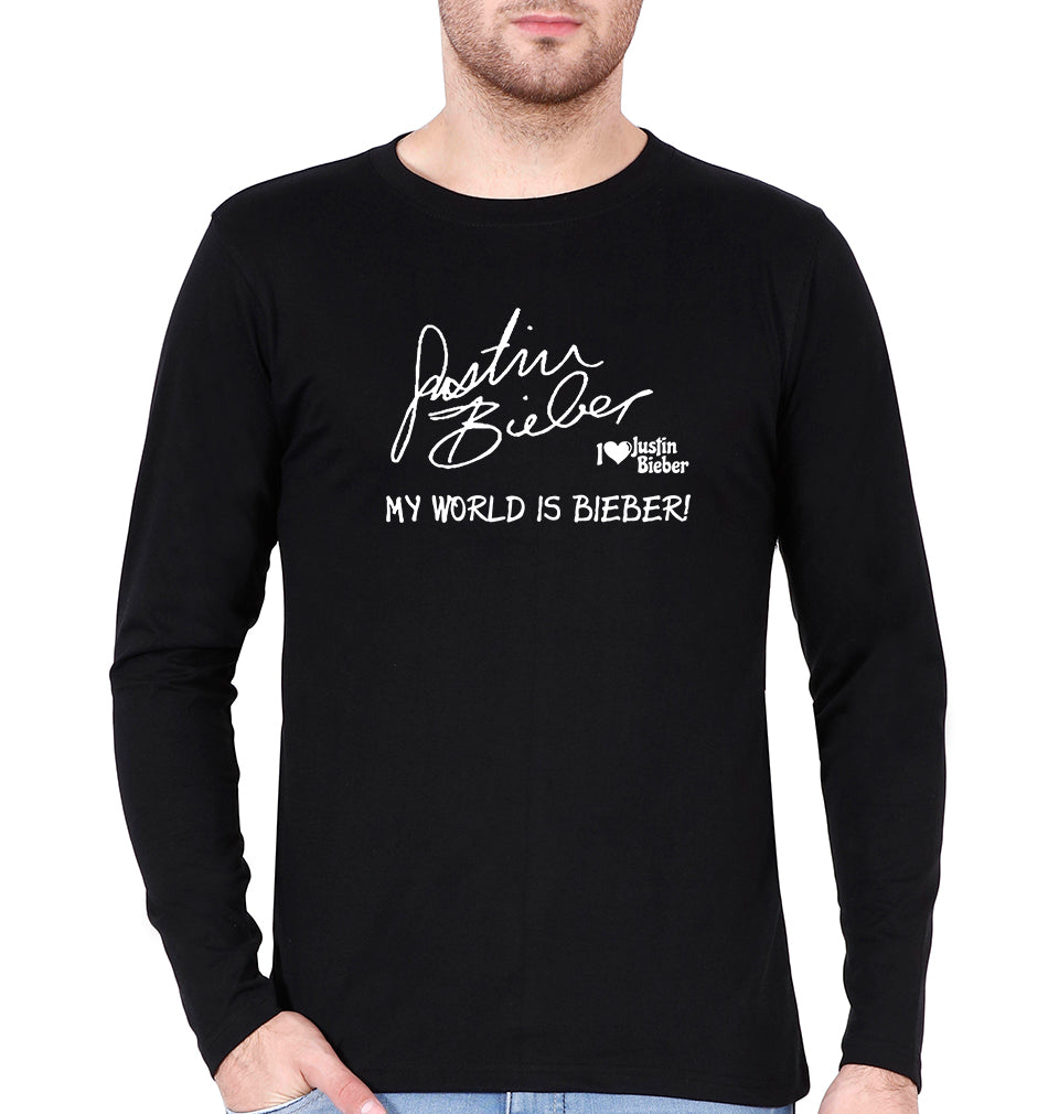 Justin Bieber Full Sleeves T-Shirt for Men-Black-Ektarfa.online