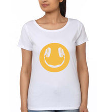 Load image into Gallery viewer, Emoji Headphone Music T-Shirt for Women-White-Ektarfa.online

