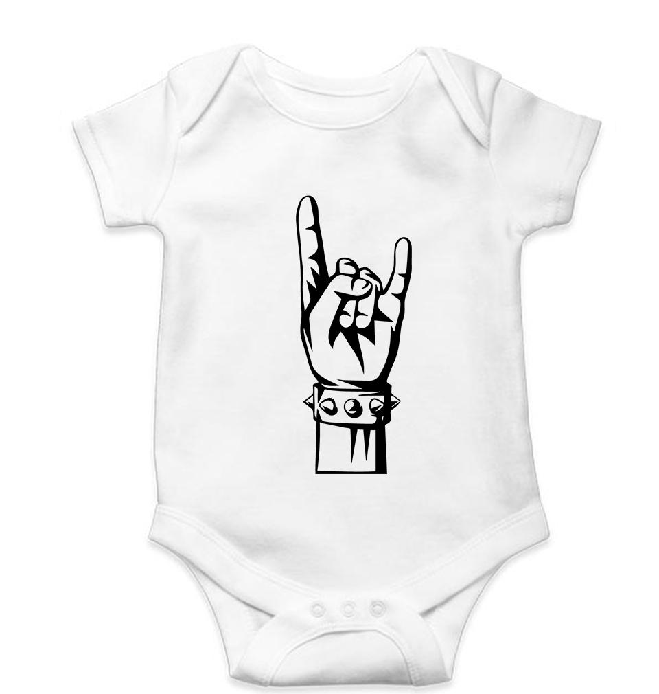 The Rock Kids Romper For Baby Boy/Girl-0-5 Months(18 Inches)-White-Ektarfa.online