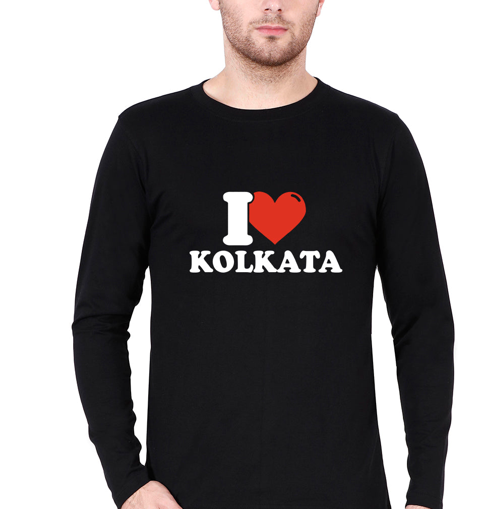 I Love Kolkata T Full Sleeves T-Shirt for Men-Black-Ektarfa.online