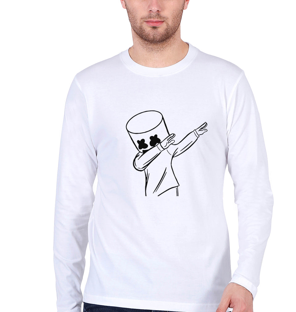 Dab Marshmello Full Sleeves T-Shirt for Men-White-Ektarfa.online