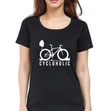 Load image into Gallery viewer, Cycloholic T-Shirt for Women-Black-Ektarfa.online
