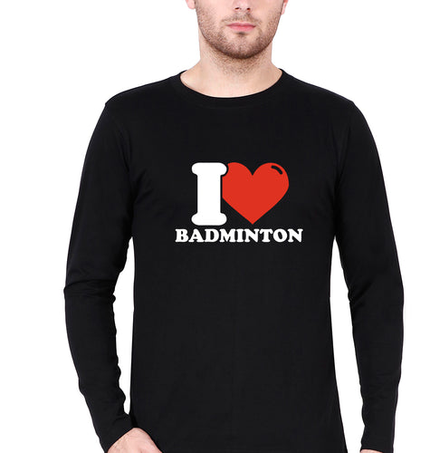 I Love Badminton T Full Sleeves T-Shirt for Men-Black-Ektarfa.online