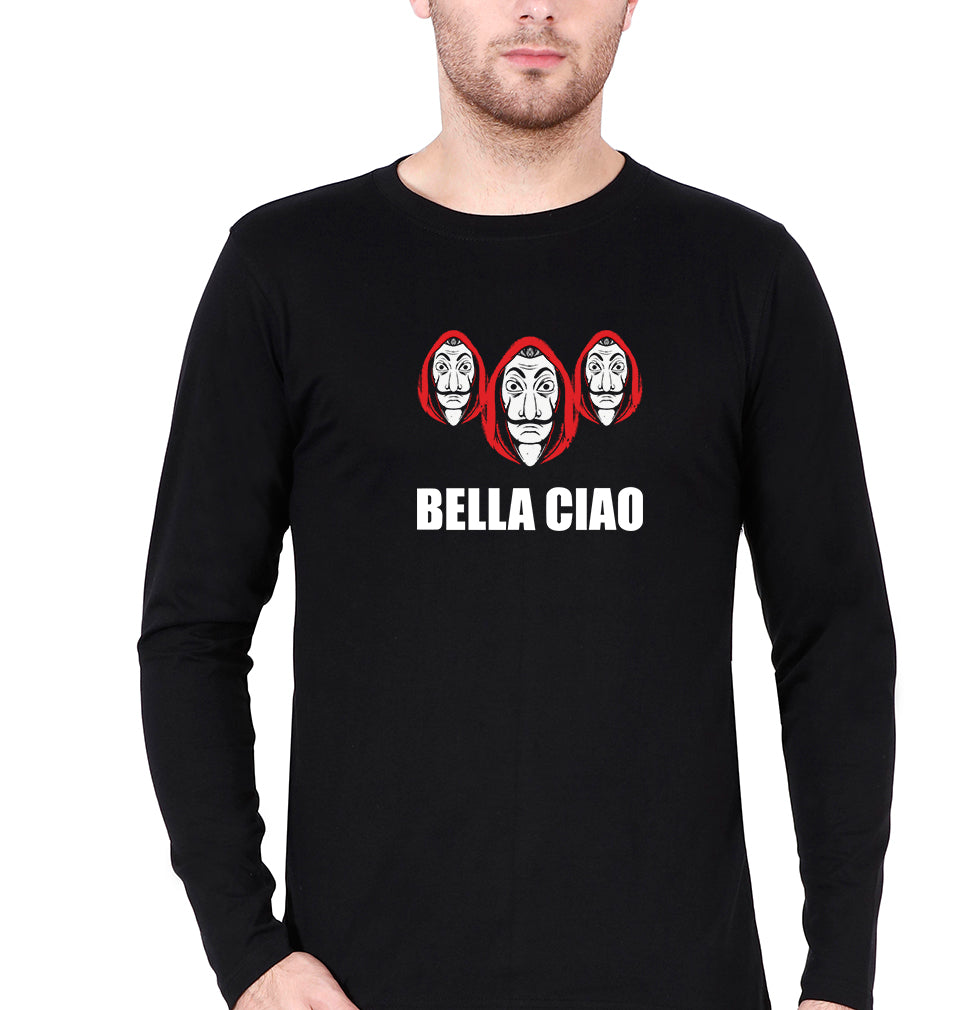 Money Heist Bella Ciao Full Sleeves T-Shirt for Men-Black-Ektarfa.online