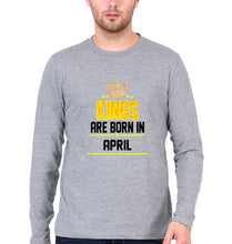 Load image into Gallery viewer, Kings Are Born In April Full Sleeves T-Shirt for Men-Grey Melange-Ektarfa.online
