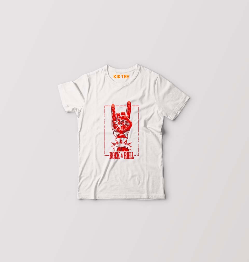 Rock & Roll Kids T-Shirt for Boy/Girl-White-Ektarfa.online