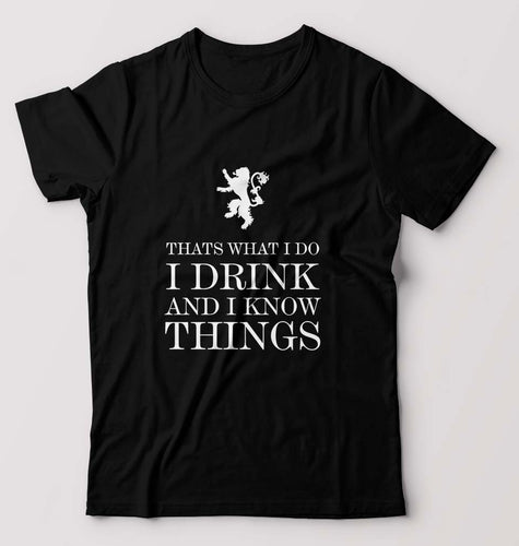 GOT Game of Thrones I Drink And Know Things T-Shirt for Men-S(38 Inches)-Black-Ektarfa.online