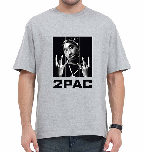 Tupac 2Pac Oversized T-Shirt for Men-Grey-Ektarfa.online