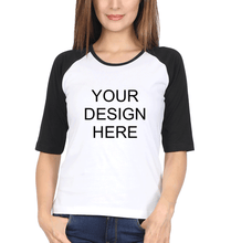 Load image into Gallery viewer, Customized-Custom-Personalized Full Sleeves Raglan T-Shirt for Women-S(34 Inches)-Black-White-ektarfa.com
