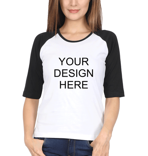 Customized-Custom-Personalized Full Sleeves Raglan T-Shirt for Women-S(34 Inches)-Black-White-ektarfa.com