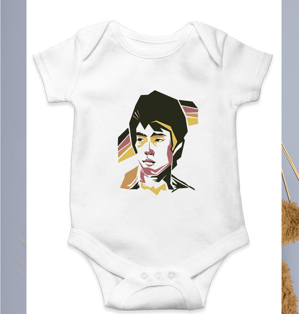 Bruce Lee Kids Romper For Baby Boy/Girl-0-5 Months(18 Inches)-White-Ektarfa.online