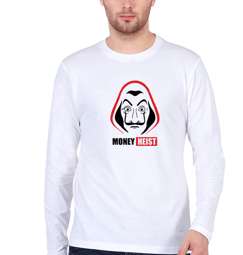 Money Heist Full Sleeves T-Shirt for Men-White-Ektarfa.online