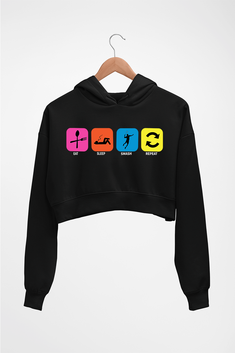 Badminton Crop HOODIE FOR WOMEN-Black-Ektarfa.online