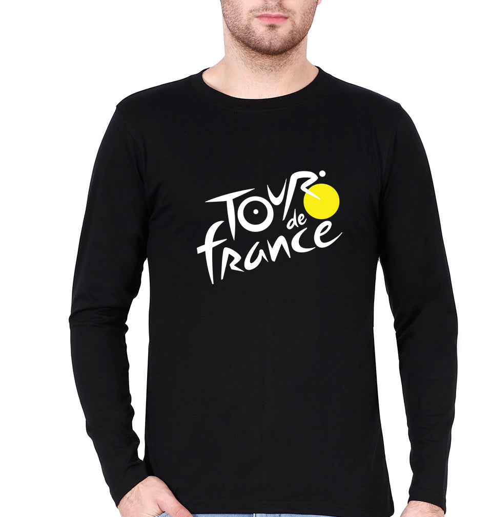 Tour de France Full Sleeves T-Shirt for Men-S(38 Inches)-Black-Ektarfa.online