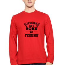 Load image into Gallery viewer, Legends are Born in February Full Sleeves T-Shirt for Men-Red-Ektarfa.online
