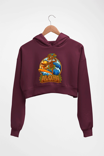 Aloha Crop HOODIE FOR WOMEN-Maroon-Ektarfa.online