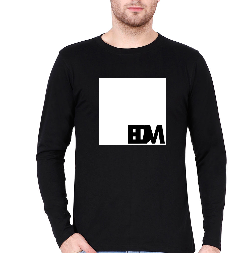 EDM Full Sleeves T-Shirt for Men-S(38 Inches)-Black-Ektarfa.online