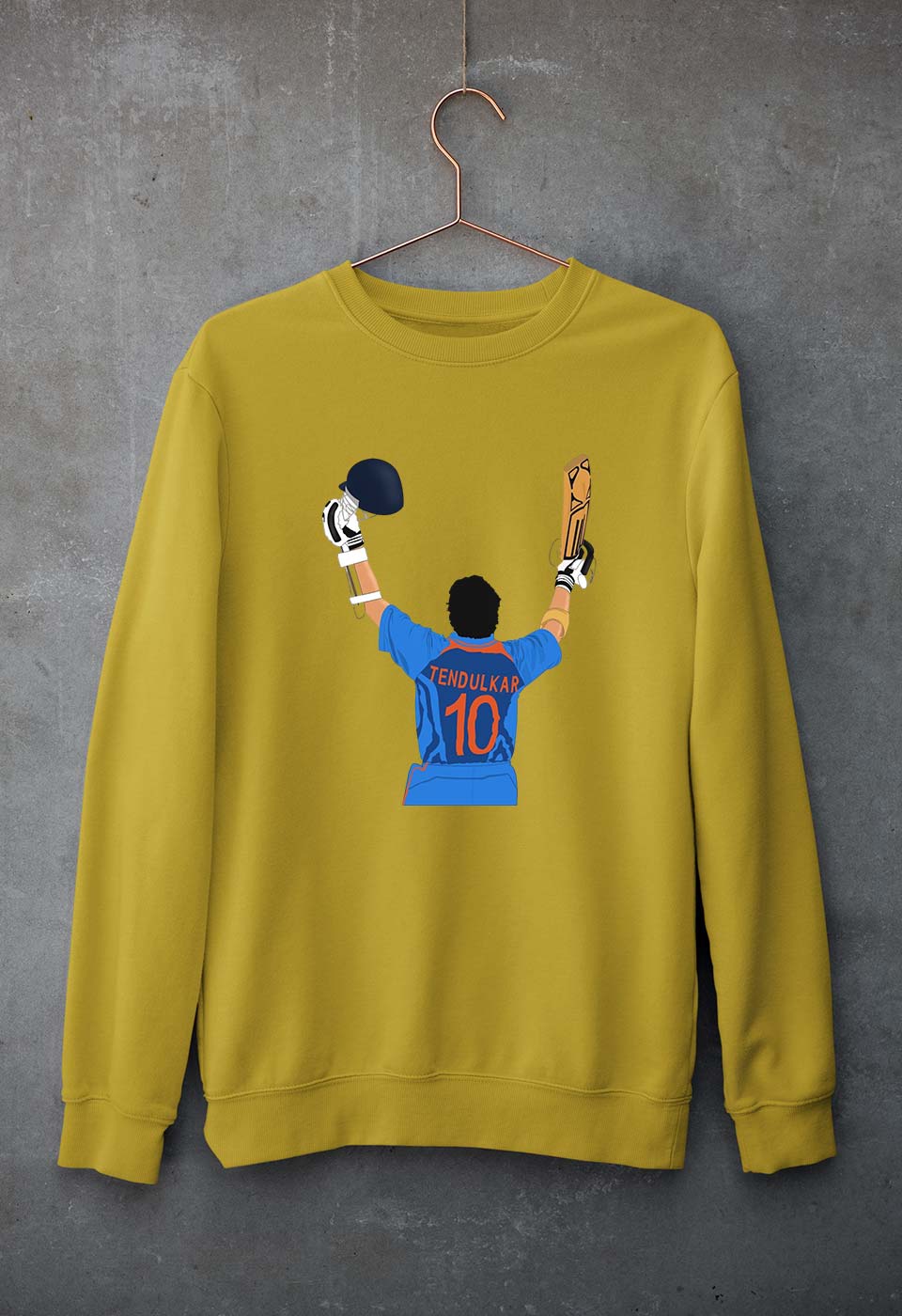 Sachin Tendulkar Unisex Sweatshirt for Men/Women-Mustard Yellow-Ektarfa.online