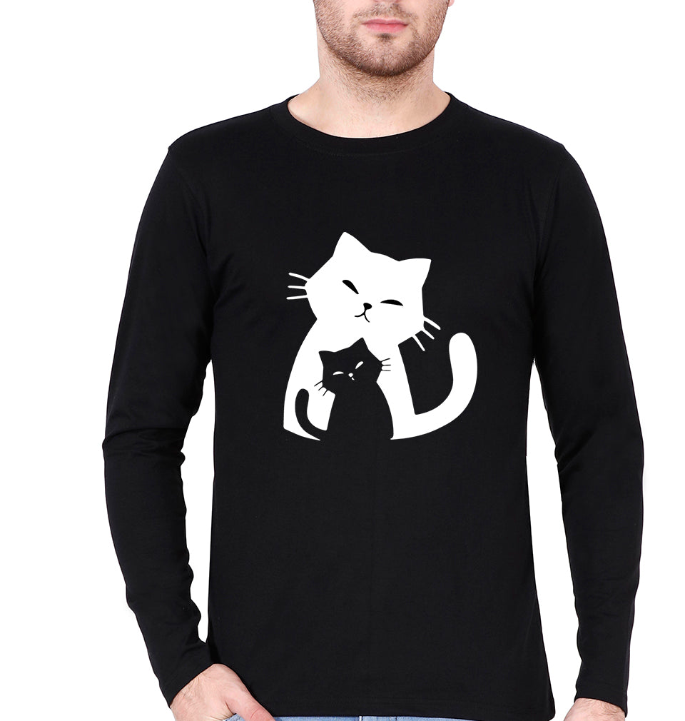 Cat Full Sleeves T-Shirt for Men-Black-Ektarfa.online