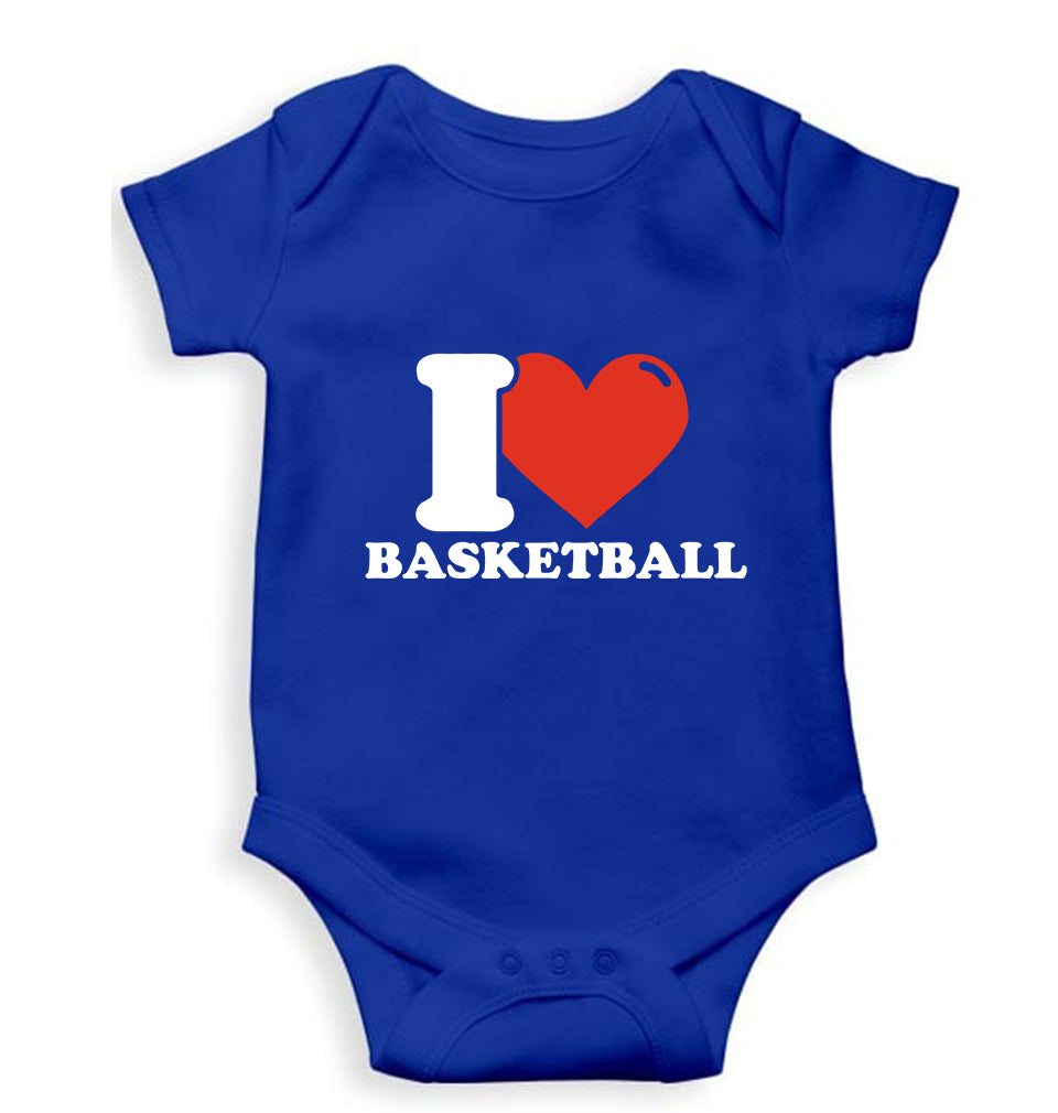 I Love Basketball Kids Romper For Baby Boy/Girl-0-5 Months(18 Inches)-Royal Blue-Ektarfa.online