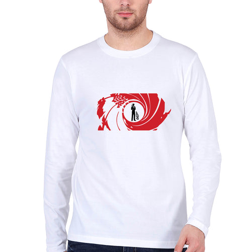 James Bond 007 Full Sleeves T-Shirt for Men-White-Ektarfa.online