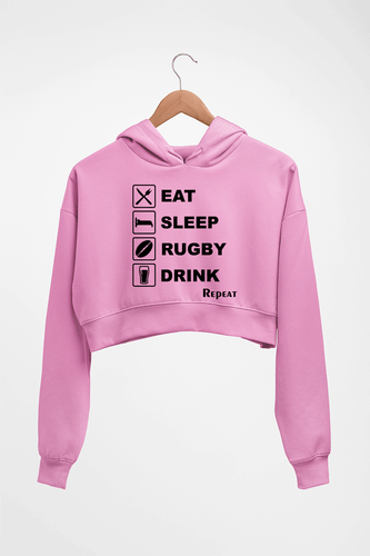 Rugby Crop HOODIE FOR WOMEN-Light Baby Pink-Ektarfa.online