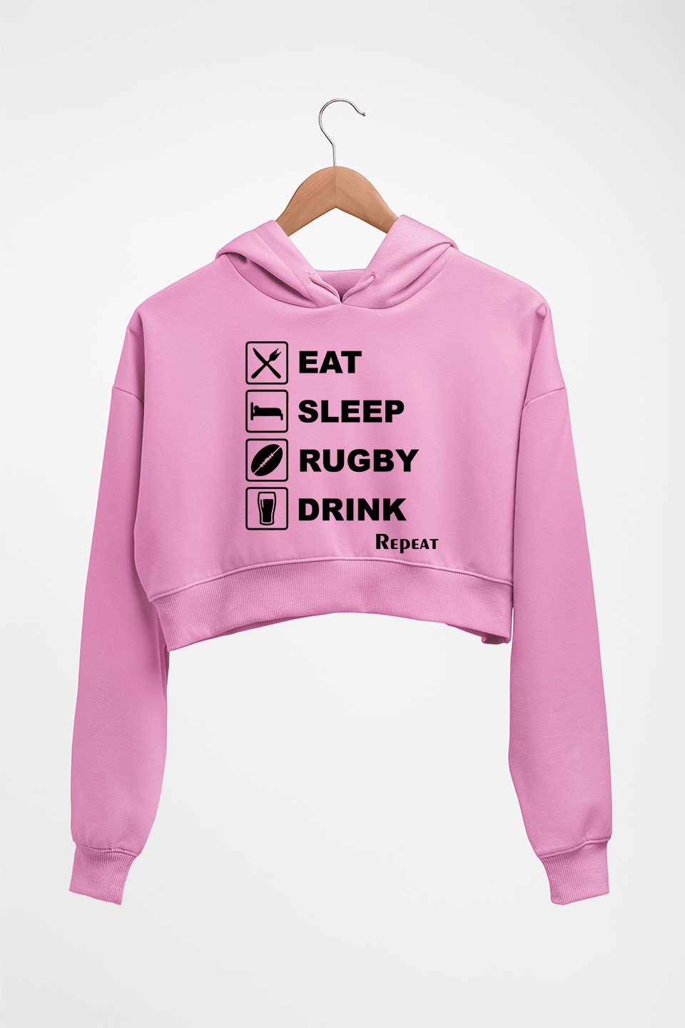 Rugby Crop HOODIE FOR WOMEN-Light Baby Pink-Ektarfa.online