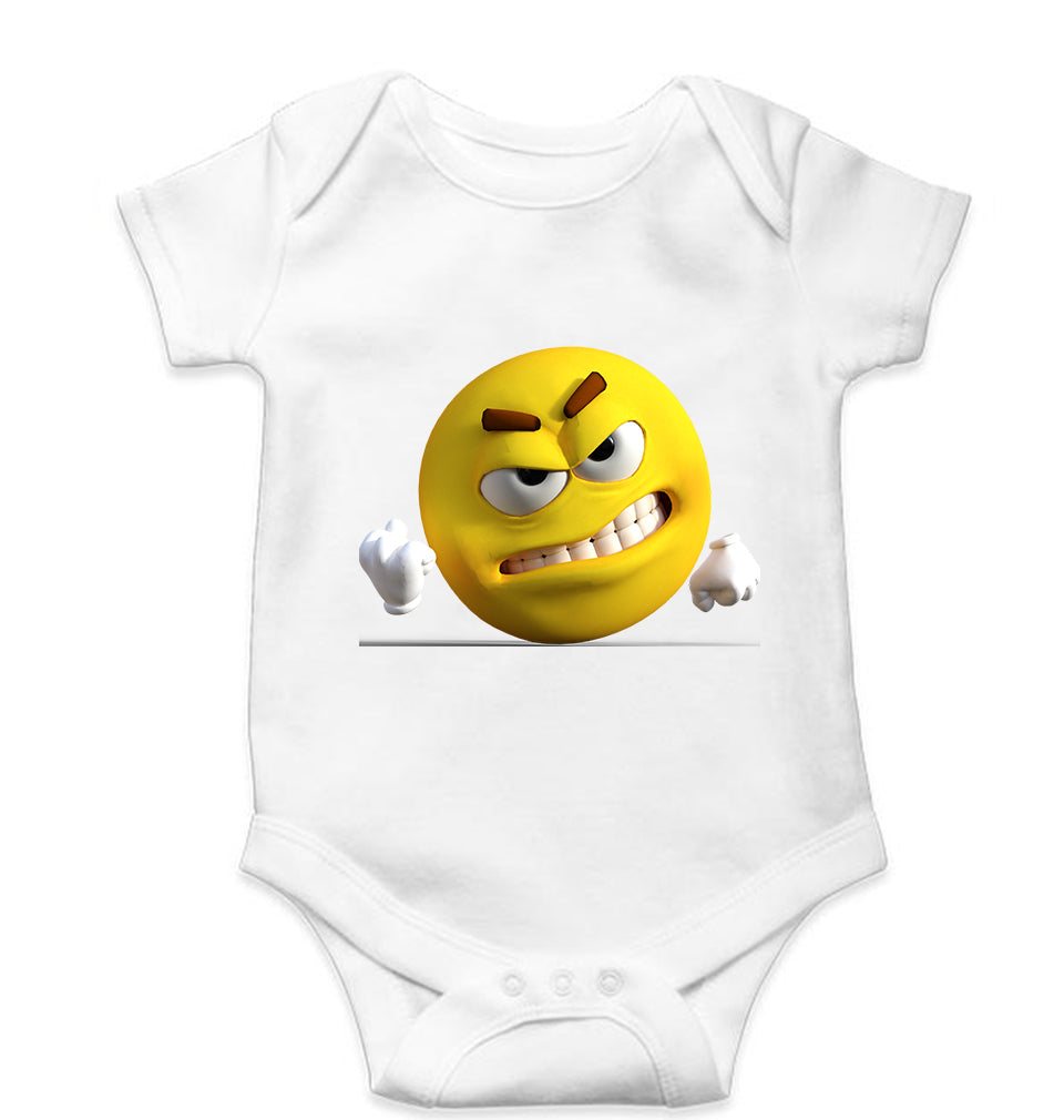 Angry Emoji Kids Romper For Baby Boy/Girl-0-5 Months(18 Inches)-White-Ektarfa.online