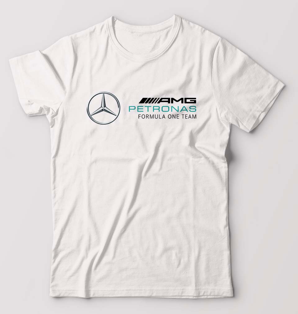 Mercedes AMG Petronas F1 T-Shirt for Men-S(38 Inches)-White-Ektarfa.online