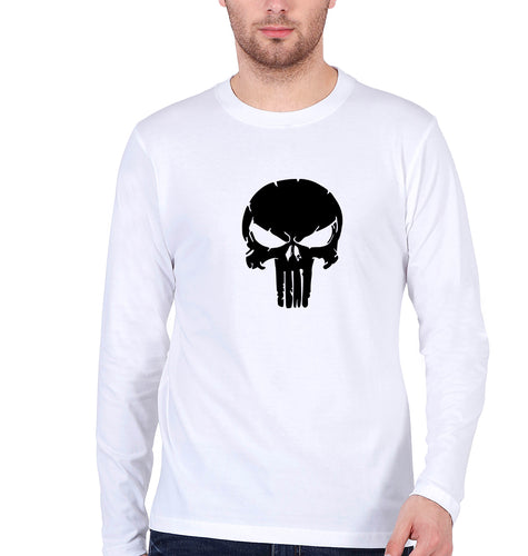 Punisher Full Sleeves T-Shirt for Men-White-Ektarfa.online