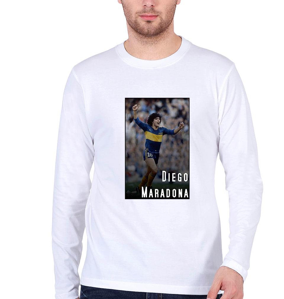 Diego Maradona Full Sleeves T-Shirt for Men-S(38 Inches)-White-Ektarfa.online
