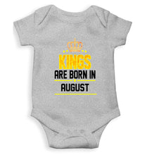 Load image into Gallery viewer, Kings Are Born In August Kids Romper For Baby Boy/Girl-0-5 Months(18 Inches)-Grey-Ektarfa.online
