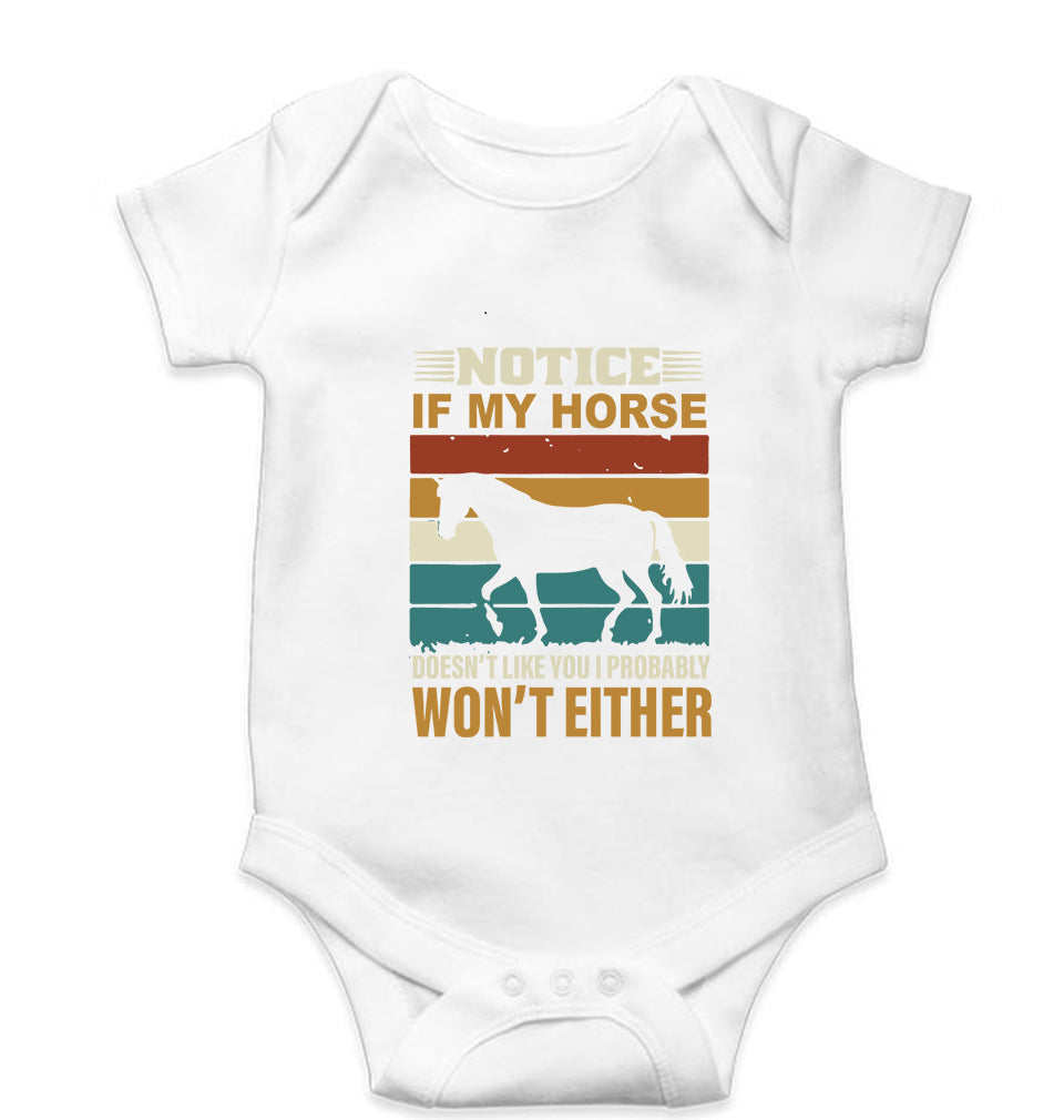 Horse Kids Romper For Baby Boy/Girl-0-5 Months(18 Inches)-White-Ektarfa.online