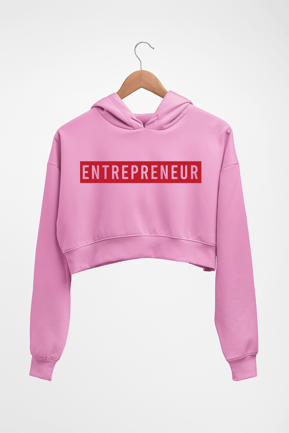Entrepreneur Crop HOODIE FOR WOMEN-Light Baby Pink-Ektarfa.online