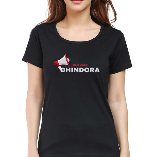 Dhindora(BB ki Vines) T-Shirt for Women-Black-Ektarfa.online