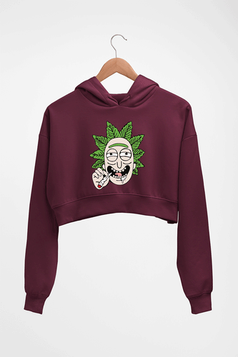 Rick and Morty Crop HOODIE FOR WOMEN-Maroon-Ektarfa.online