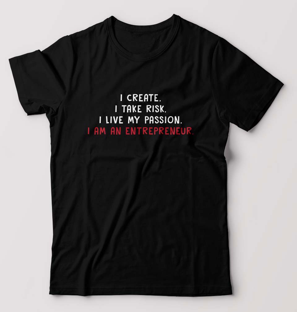 Entrepreneur T-Shirt for Men-S(38 Inches)-Black-Ektarfa.online