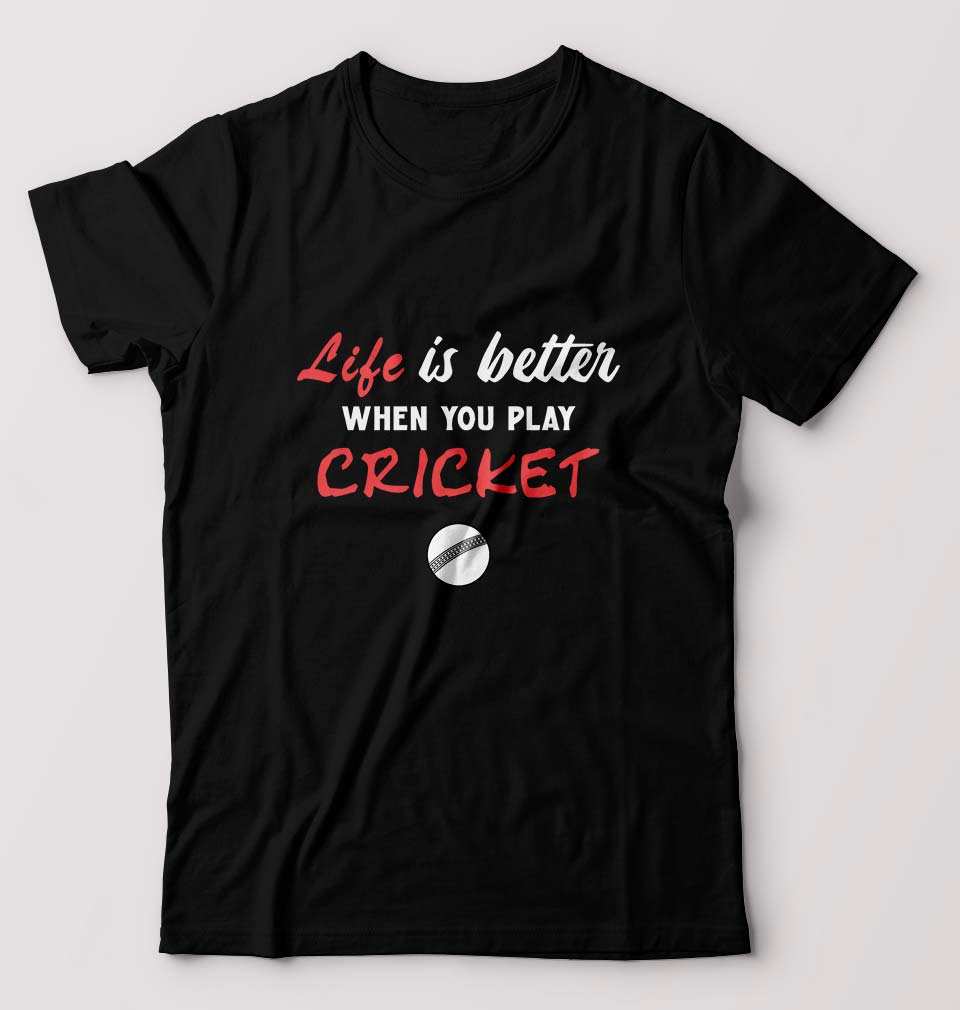 Play Cricket T-Shirt for Men-Black-Ektarfa.online